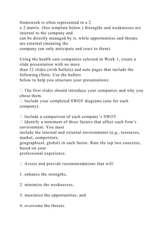 HSA525 – Assignment 1 SWOT Analysis Assignment 1.docx