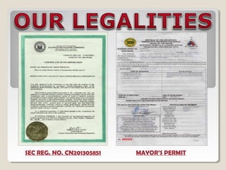 SEC REG. NO. CN201305851 MAYOR’S PERMIT
 