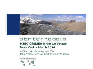 HSBC CEEMEA Investor Forum
New York - March 2014
Jeff Parr, Vice President and CFO
John Pearson, Vice President Investor Relations
 