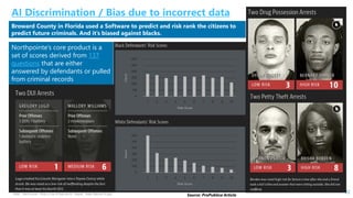HSBC - DNA Summit - Ethics in Use of Data and AI - Speech - Kalilur Rahman v2.pptx
22
Broward County in Florida used a Software to predict and risk rank the citizens to
predict future criminals. And it’s biased against blacks.
AI Discrimination / Bias due to incorrect data
Northpointe’s core product is a
set of scores derived from 137
questions that are either
answered by defendants or pulled
from criminal records
Source: ProPublica Article
 
