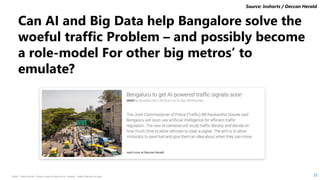 HSBC - DNA Summit - Ethics in Use of Data and AI - Speech - Kalilur Rahman v2.pptx 35
Can AI and Big Data help Bangalore solve the
woeful traffic Problem – and possibly become
a role-model For other big metros’ to
emulate?
Source: Inshorts / Deccan Herald
 