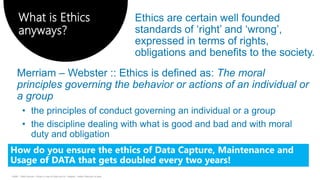 HSBC - DNA Summit - Ethics in Use of Data and AI - Speech - Kalilur Rahman v2.pptx
What is Ethics
anyways?
How do you ensure the ethics of Data Capture, Maintenance and
Usage of DATA that gets doubled every two years!
 