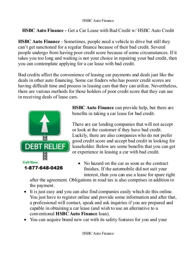 Lease With Bad Credit >> Hsbc Auto Finance Get A Car Lease With Bad Credit W Hsbc Lease With Bad Credit >> Hsbc Auto Finance Get A Car Lease With Bad Credit W Hsbc