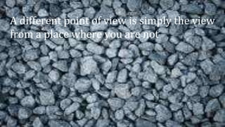 A different point of view is simply the view
from a place where you are not
 