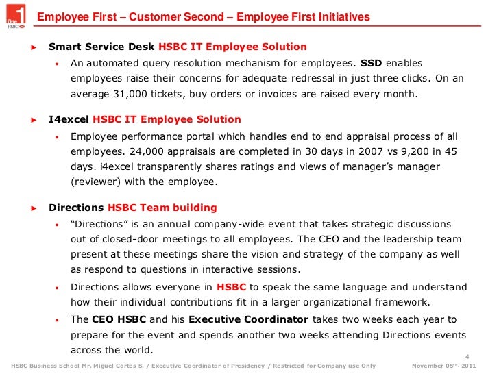 Hsbc Employee First Customer Second 2011