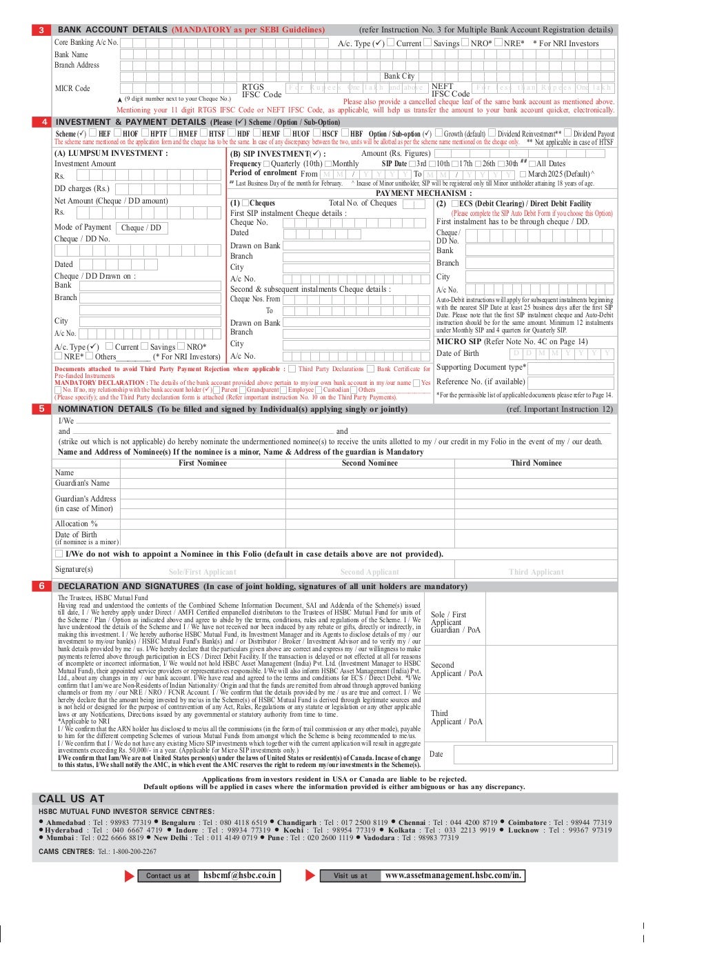 Hsbc mutual fund common application form equity with kim
