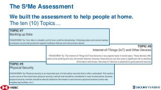 The S²Me Assessment
We built the assessment to help people at home.
The ten (10) Topics…
 