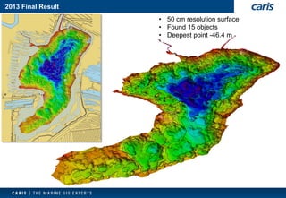 2013 Final Result 
•50 cm resolution surface 
•Found 15 objects 
•Deepest point -46.4 m  