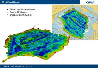 2014 Final Result 
•50 cm resolution surface 
•Found 22 objects 
•Deepest point 29.3 m  