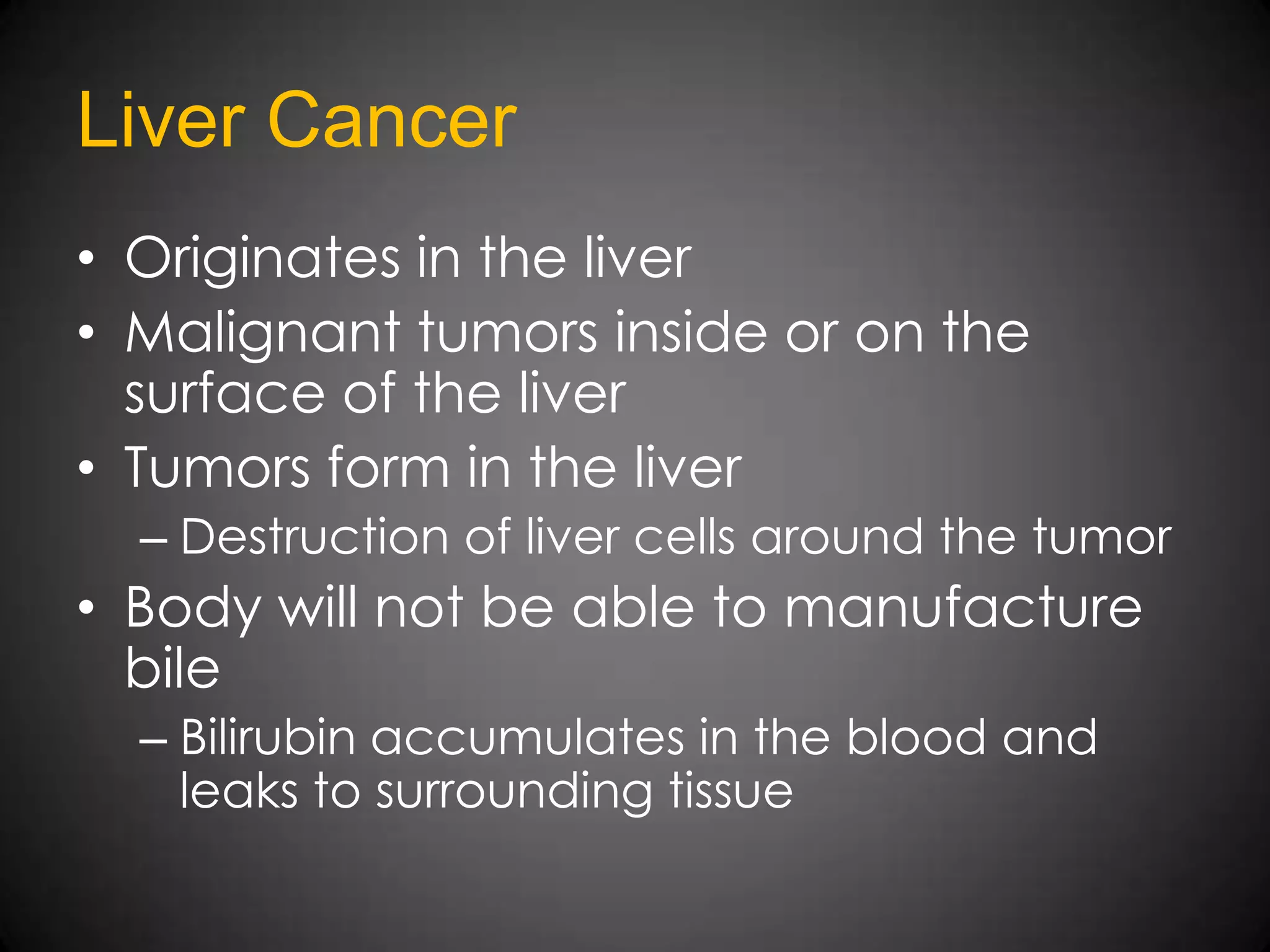 Viral InfectionsViral HepatitisInflammation of the liver Body will not be able to manufacture bileBilirubin accumulates in the blood and leaks to surrounding tissue 