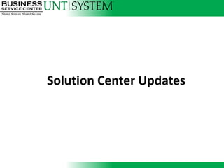 Solution Center Updates
 