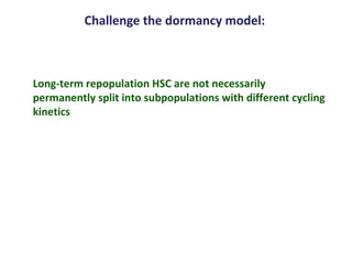 Challenge the dormancy model: Long-term repopulation HSC are not necessarily permanently split into subpopulations with different cycling kinetics 
