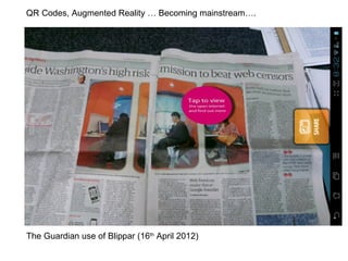 QR Codes, Augmented Reality … Becoming mainstream….




The Guardian use of Blippar (16th April 2012)
 