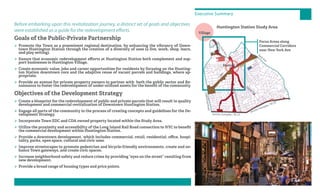  Promote the Town as a preeminent regional destination, by enhancing the vibrancy of Down-
town Huntington Station through the creation of a diversity of uses (a live, work, shop, learn,
and play setting).
 Ensure that economic redevelopment eﬀorts at Huntington Station both complement and sup-
port businesses in Huntington Village.
 Create economic value, jobs and career opportunities for residents by focusing on the Hunting-
ton Station downtown core and the adaptive reuse of vacant parcels and buildings, where ap-
propriate.
 Provide an avenue for private property owners to partner with both the public sector and Re-
naissance to foster the redevelopment of under-utilized assets for the beneﬁt of the community.
 Create a blueprint for the redevelopment of public and private parcels that will result in quality
development and commercial revitalization of Downtown Huntington Station.
 Engage all parts of the community in the process of creating concepts and guidelines for the De-
velopment Strategy.
 Incorporate Town EDC and CDA owned property located within the Study Area.
 Utilize the proximity and accessibility of the Long Island Rail Road connection to NYC to beneﬁt
the commercial development within Huntington Station.
 Provide a downtown development, which includes commercial, retail, residential, oﬃce, hospi-
tality, parks, open space, cultural and civic uses.
 Improve streetscapes to promote pedestrian and bicycle-friendly environments, create and en-
hance Town gateways, and create civic spaces.
 Increase neighborhood safety and reduce crime by providing “eyes on the street” resulting from
new development.
 Provide a broad range of housing types and price points.
Goals of the Public-Private Partnership
Objectives of the Development Strategy
Before embarking upon this revitalization journey, a distinct set of goals and objectives
were established as a guide for the redevelopment efforts.
Huntington Station Study Area
Village
Station
Focus Areas along
Commercial Corridors
near New York Ave
Jericho Turnpike / Rt 25
Jericho Turnpike / Rt 25
Park Ave
Depot Rd
OakwoodRoad
NewYorkAve/Rt110
New
YorkAve
Executive Summary
StStSttSSSStStSStttStStStStStSStSSSStSStSSSSSSttStStSttSSStttttttttSS attatatatatatttatatatatattttattataaattaa ioiooiooooioooooooooiooooooiooooooooooioooioooooooooooii nnnnnnnnnnnnnnnnnnnnnnnnnnnnnnnnnnnnnnnnnnnnnnnnnnnnnnnnnttttttttta
Focus Areas along
Commercial Corrido
near New York Ave
JeJJJJ richo Turnpike / Rt 25
Jericho Turnpike / Rt 25
Park Ave
DeDeDeDDeDDDDDDDDDDDDDDDDDeDeDDDeDeDDDDDDDeDeDDDeDDDeDeDDDDeDeDDeDeDDDeDDDepopopopopopopoopopopopopopopopopopoooooottttttttttttttttttt RRdRdRdRdRdRRdRdRdRdRdRdRRdRdRdRdRdRdRdRdRddddddddddddddddddddddddddddddddddddd
OakwkkoodRoad
NNNeNNNNNNNNNNNNNNNNNNNNwwwwwwwwwwwwwwwwwwwwwwYoYoYoYoYoYoYoYoYoYoYoYoYoYoYoYoYoYoYoYoYoYoYoorkrkrkrkrkrkrrkkrkrkrrkrkkkkkkkkkAAAAAAAAAAAAAAAAAAAAAvevevvevevevevevevevevveeeeee////////////////RtRtRtRtRtRRtRtRtRtRt11111111010101010110101010000000000000000
NeNNN
w
YorkAve
LIRR
3
 