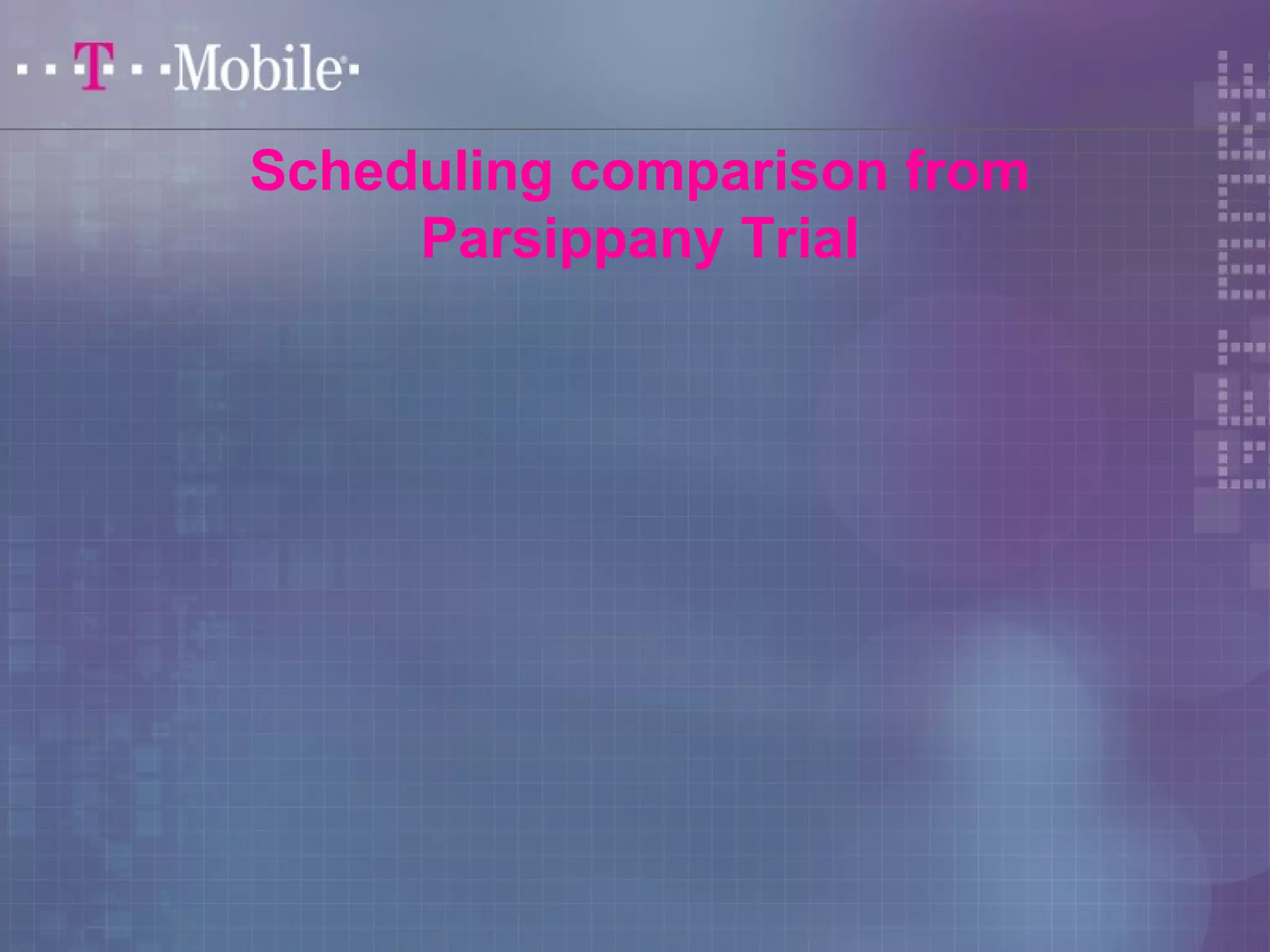 Scheduling comparison from 
Parsippany Trial 
 