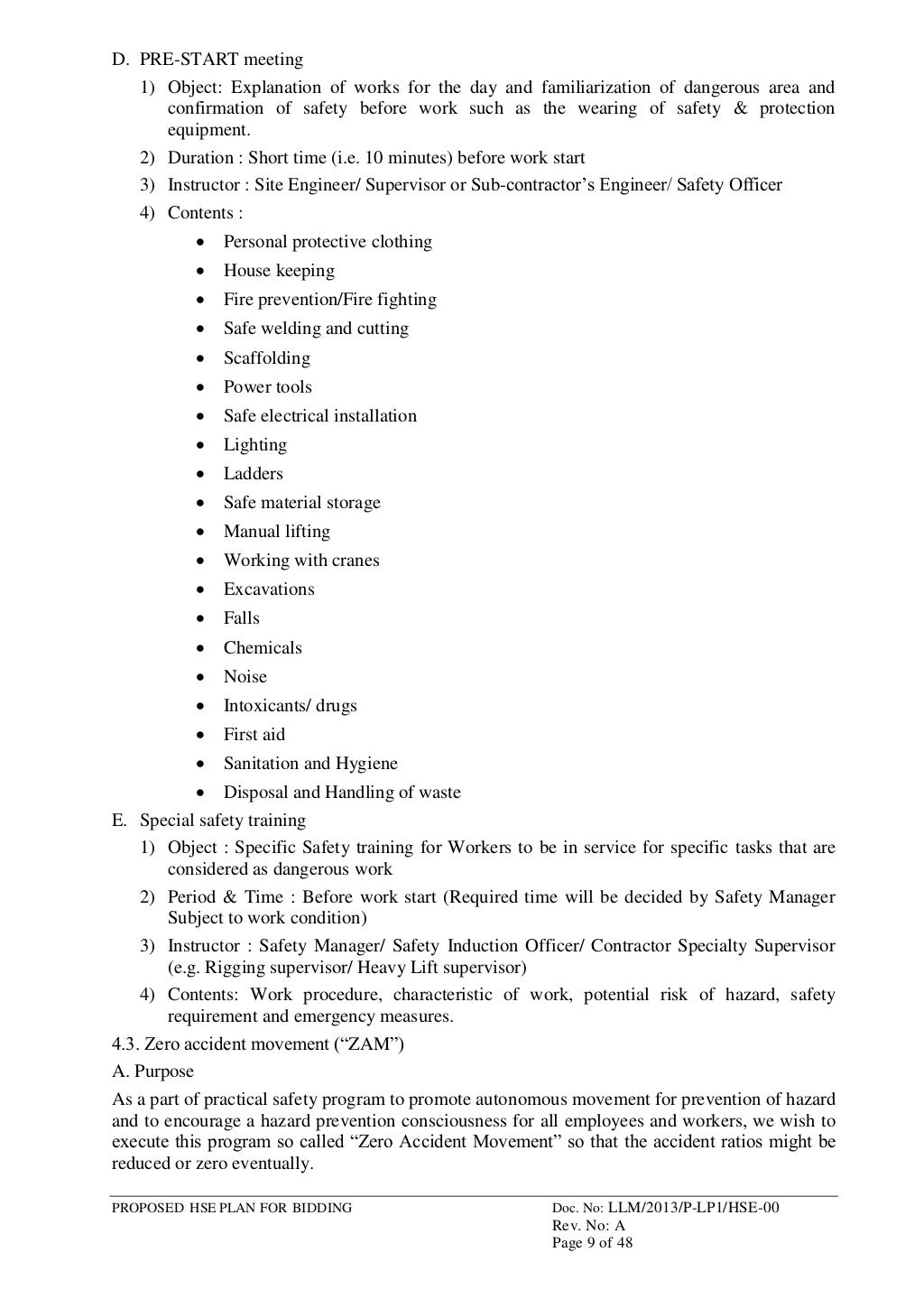 HSE Management Plan