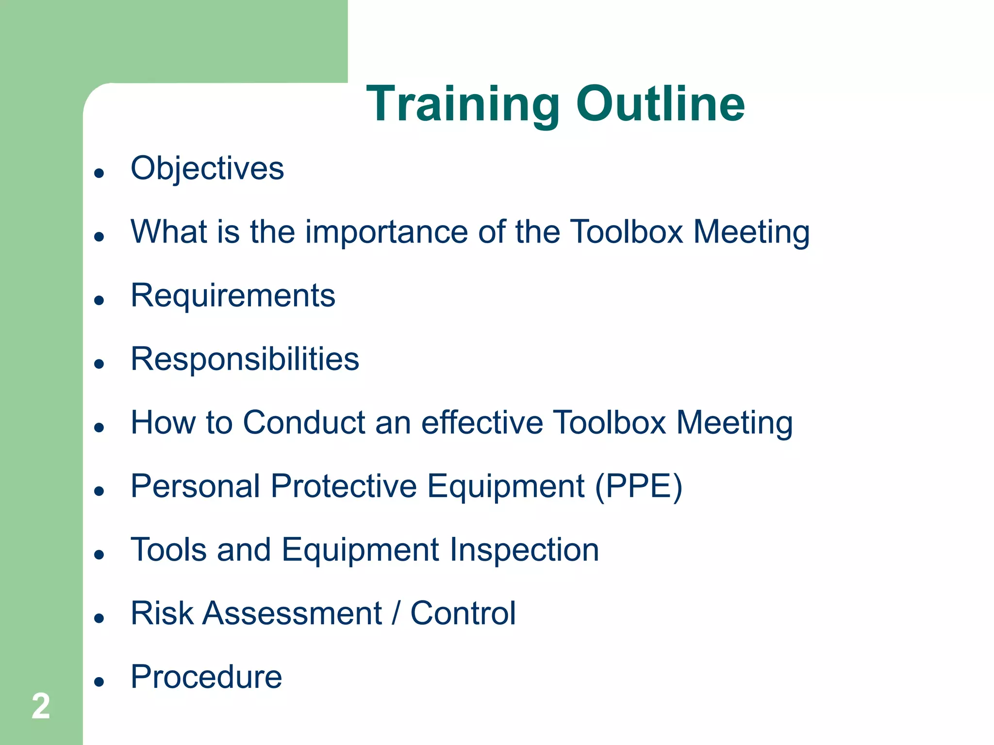 Toolbox Session HSE-BMS-005 Conducting Toolbox Meeting.ppt