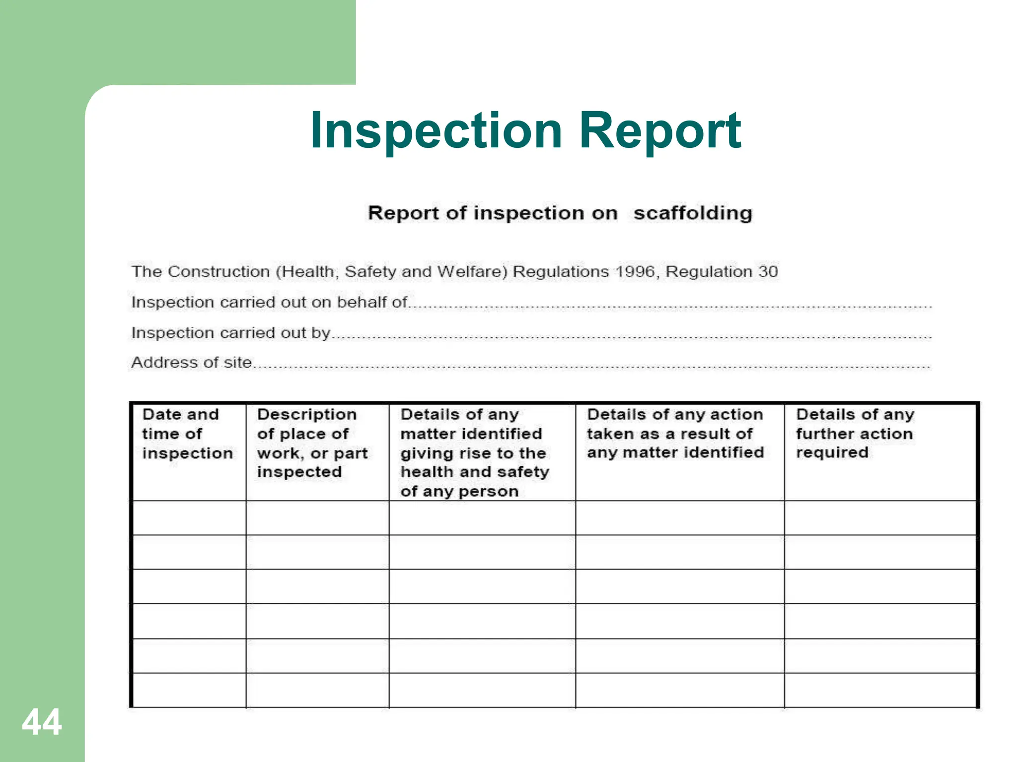 44
Inspection Report
 