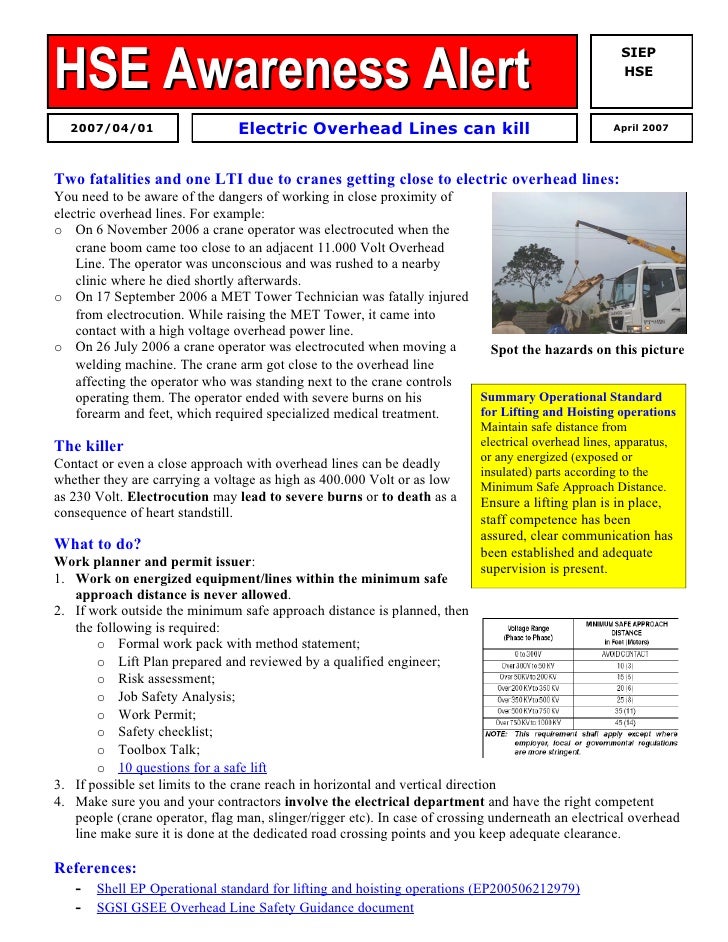 Hse Alert Electric Overhead Lines Can Kill