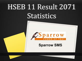 HSEB 11 Result 2071
Statistics
Sparrow SMS
 