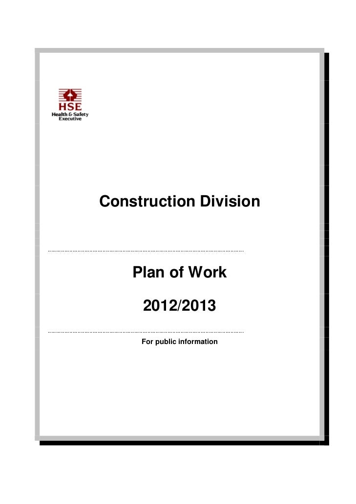 HSE Construction Division Plan Of Work 2012 2013
