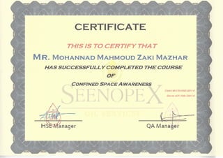 Hse courses certificates