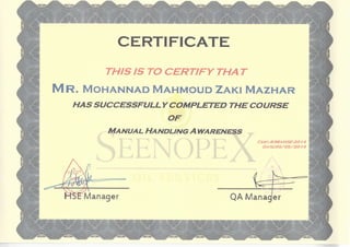 Hse courses certificates