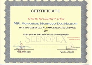 Hse courses certificates
