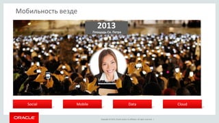 Copyright © 2015, Oracle and/or its affiliates. All rights reserved. |
2005
Площадь Св. Петра
2013
Площадь Св. Петра
Мобильность везде
CloudMobileSocial Data
 