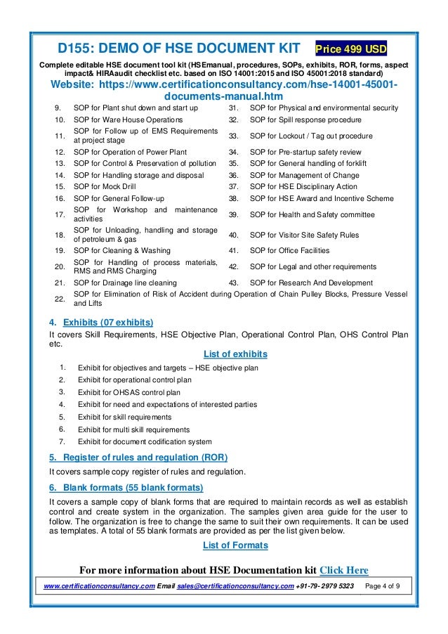 Hse documents manual, procedure, template