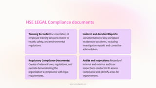 HSE LEGAL Compliance Documents For HSE legal Legislation | PDF