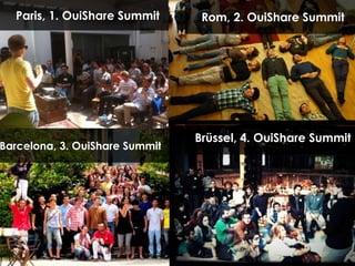 Paris, 1. OuiShare Summit Rom, 2. OuiShare Summit
Barcelona, 3. OuiShare Summit
Brüssel, 4. OuiShare Summit
 