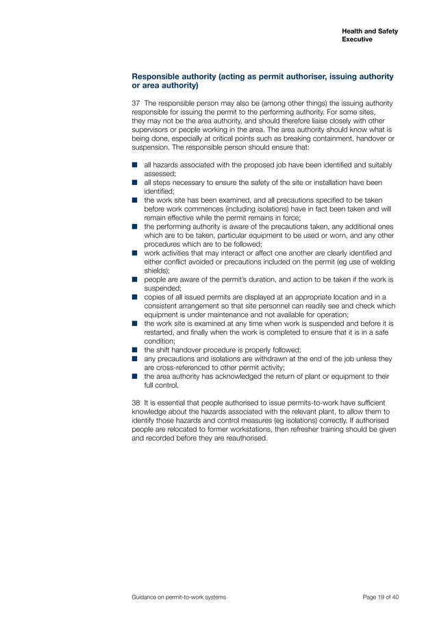 Guidance On Permit-To-Work Systems: A Guide For The Petroleum – PGXHE