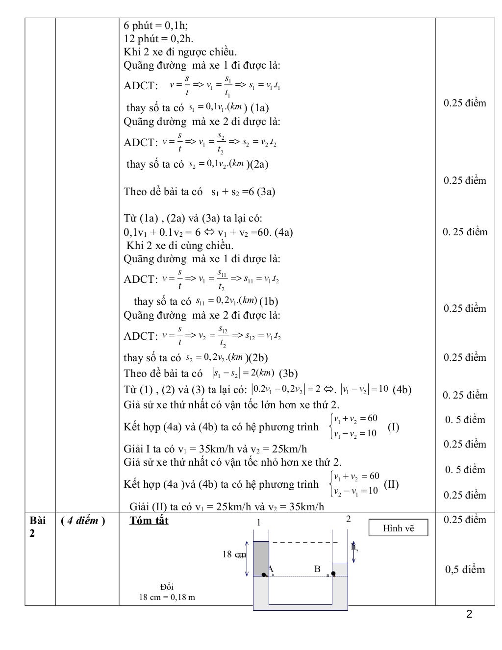 6 phút = 0,1h;
12 phút = 0,2h.
Khi 2 xe đi ngược chiều.
Quãng đường mà xe 1 đi được là:
ADCT:
1
1 1 1 1
1
.
ss
v v s v t
t...