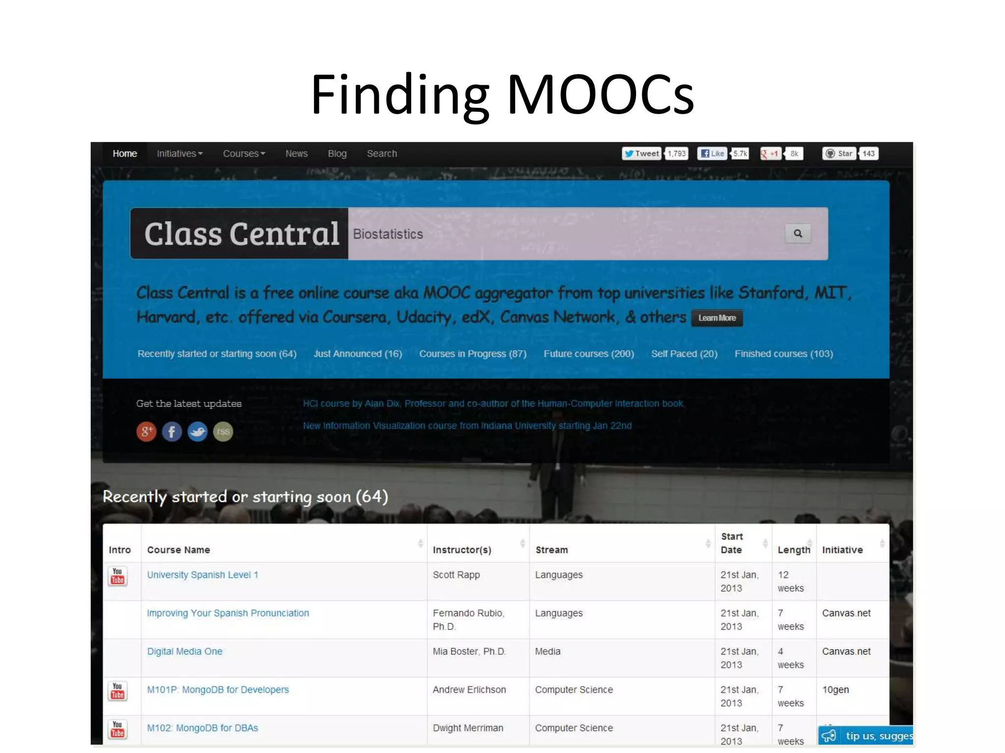 Finding MOOCs
 