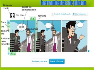 Titulo de
             Globo de
 comic
             conversación

                              tamaño

Cara
De
                  personaje
persona
jes

Articulaci
ones
movibles
 