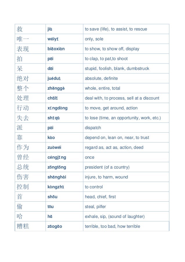 Hsk Level 5 Vocabularies By Frequency