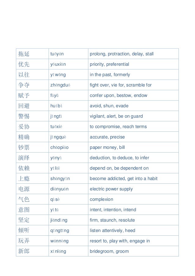 Hsk level 6 vocabularies by frequency Hsk level 6 vocabularies by frequency -