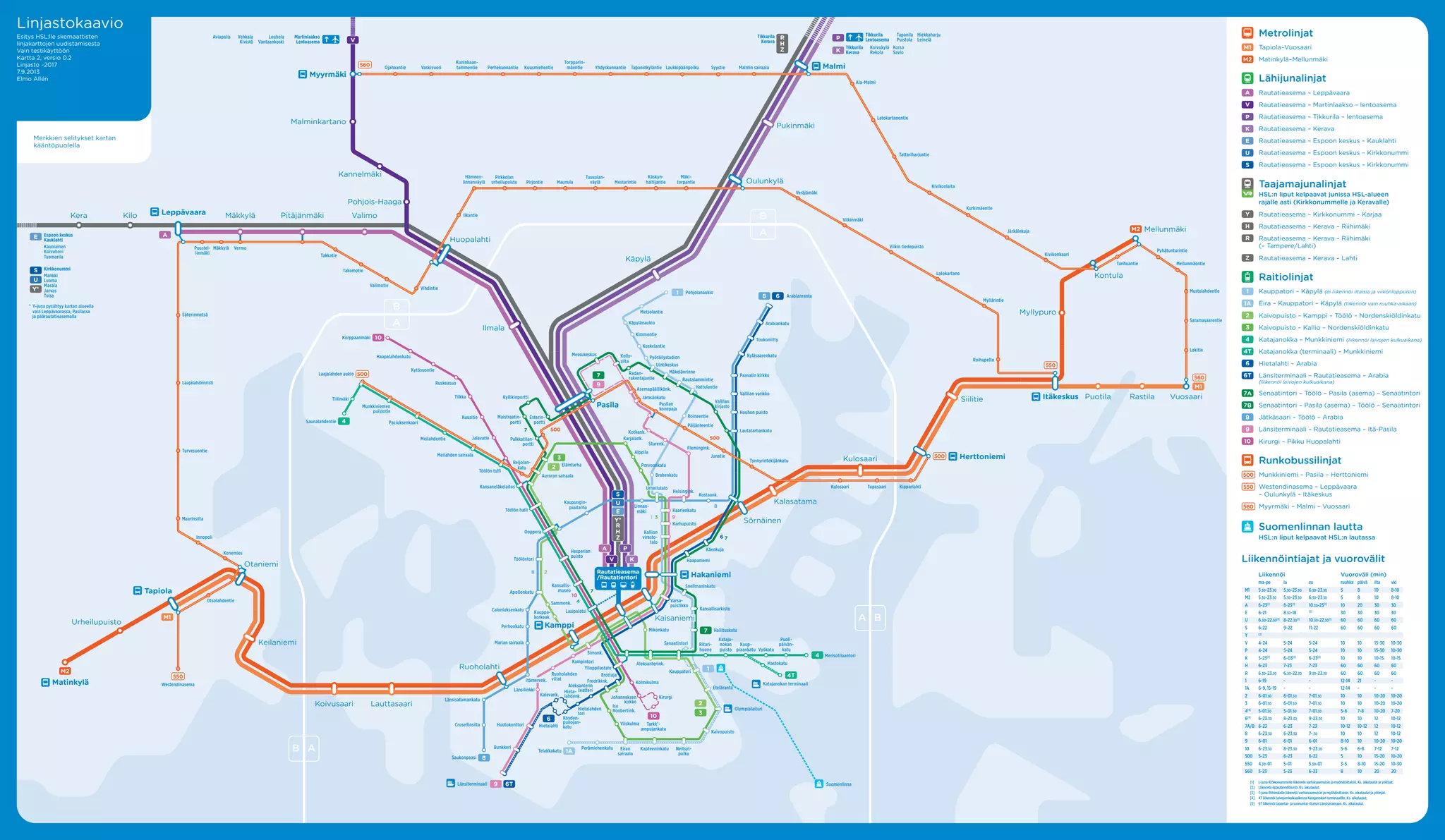 Prototype for Helsinki Region Transport (HSL) schematic transit map