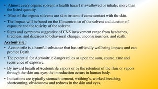 Solvent Health Risks Chemical Based hazards. | PPTX