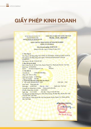 06
VITECH COMPANY
GIẤY PHÉP KINH DOANH
 
