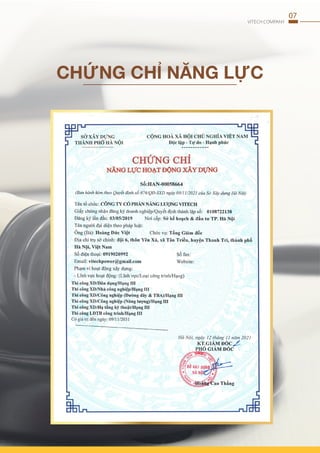 07
VITECH COMPANY
CHỨNG CHỈ NĂNG LỰC
 