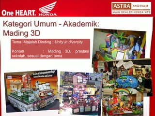 TemaMajalahDinding:UnityindiversityKonten:Mading3D,prestasisekolah,sesuaidengantema 
KategoriUmum-Akademik: Mading3D  