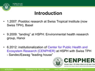 Highlights of research partnership between Hanoi School of Public Health (HSPH) and Swiss institutions: Institutional capacity development