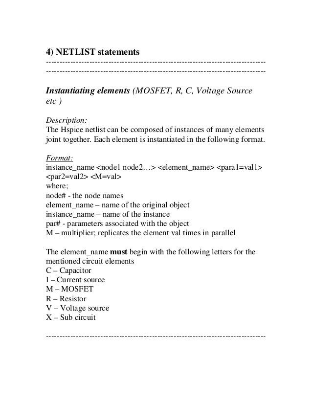 Hspice Elements And Device Models Manual
