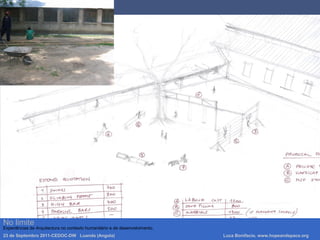 No limite
Experiências de Arquitectura no contexto humanitário e de desenvolvimento.
23 de Septembro 2011-CEDOC-DW Luanda (Angola) Luca Bonifacio, www.hopeandspace.org
 