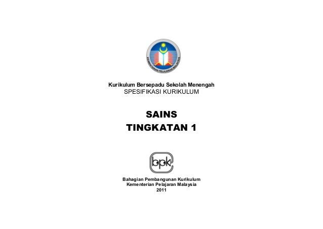 Sukatan Pelajaran Sains Tingkatan 1  Sukatan Pelajaran Sains Tingkatan