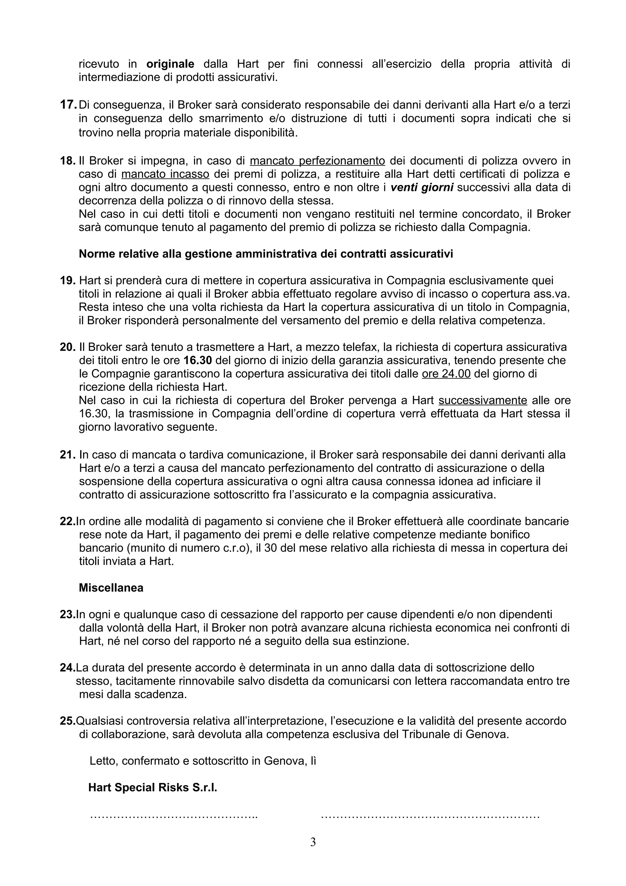 Lettera disdetta broker assicurativo