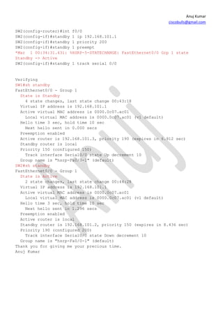 Hsrp Config Example Hsrp | PDF