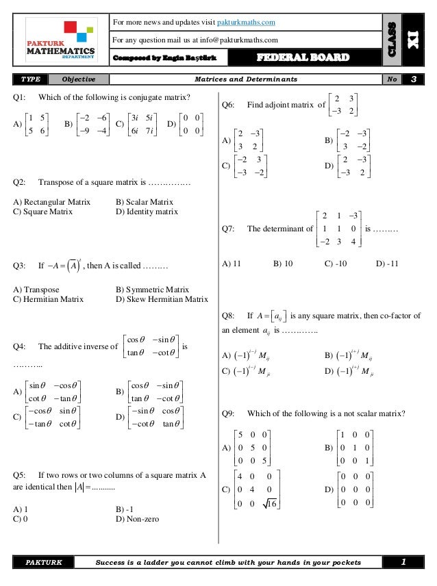Hssc I Objective Ch 3 No 3